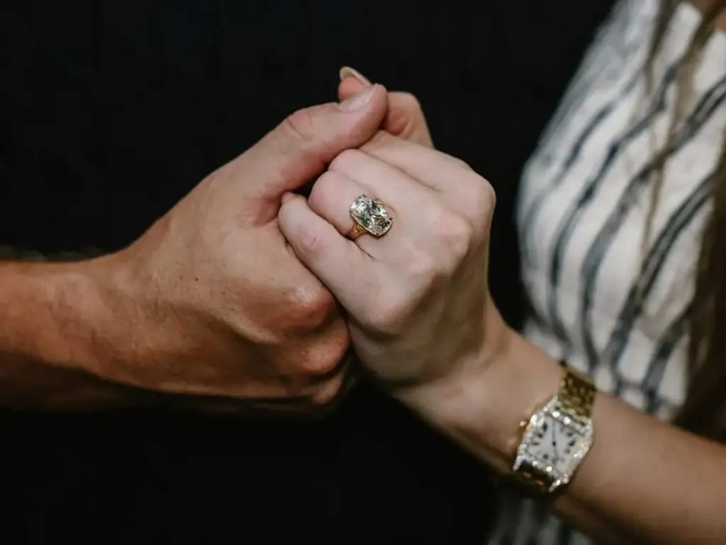 Engagement photo of Travis Kelce and Taylor Swift.
