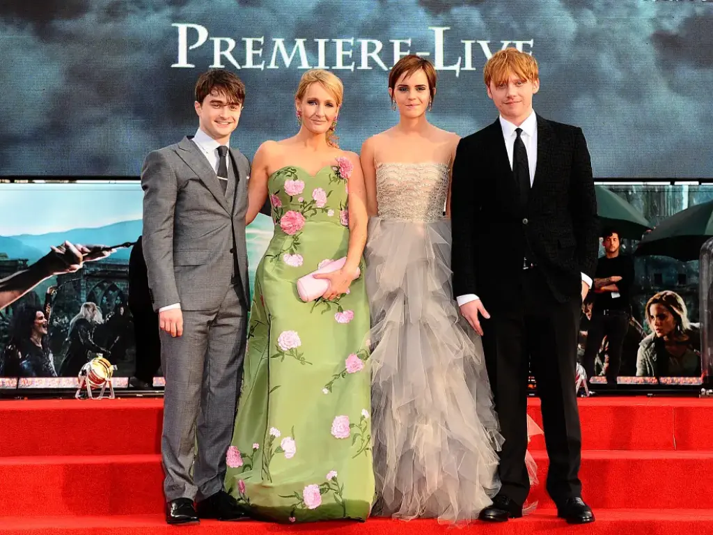 Daniel Radcliffe, J. K. Rowling, Emma Watson and Rupert Grint at the world premiere of “Harry Potter and the Deathly Hallows: Part 2.”