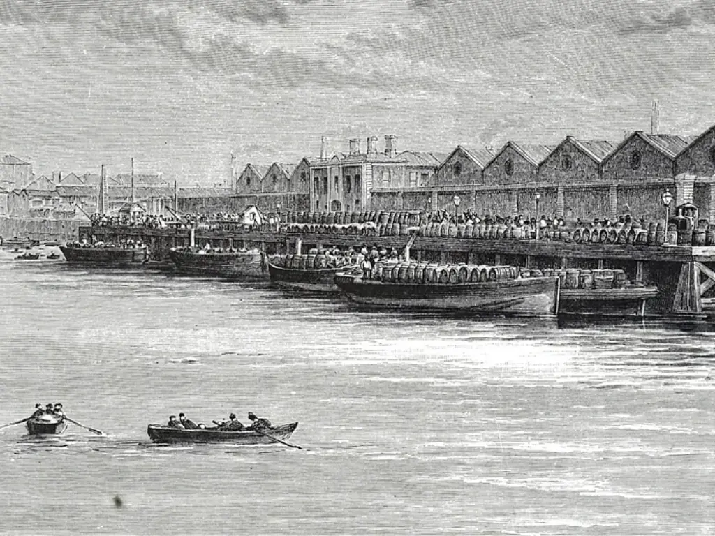 A 19th-Century engraving of the Guinness brewery in Dublin