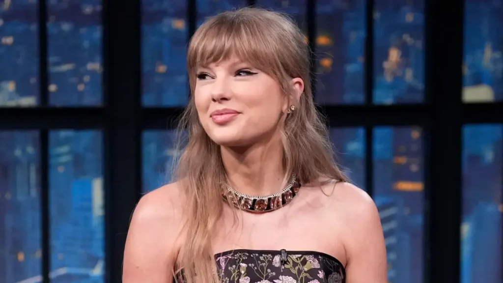 Taylor Swift on 'Late Night with Seth Meyers' on Oct. 8, 2025.